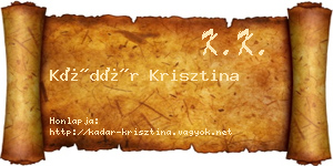 Kádár Krisztina névjegykártya